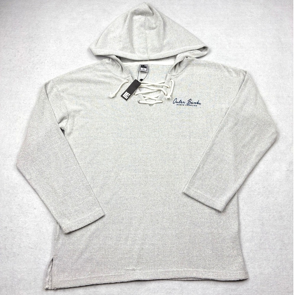 Liquid Energy Outer Banks NC Lace Up Nantucket Hoodie Salt & Pepper Grey Mens XL